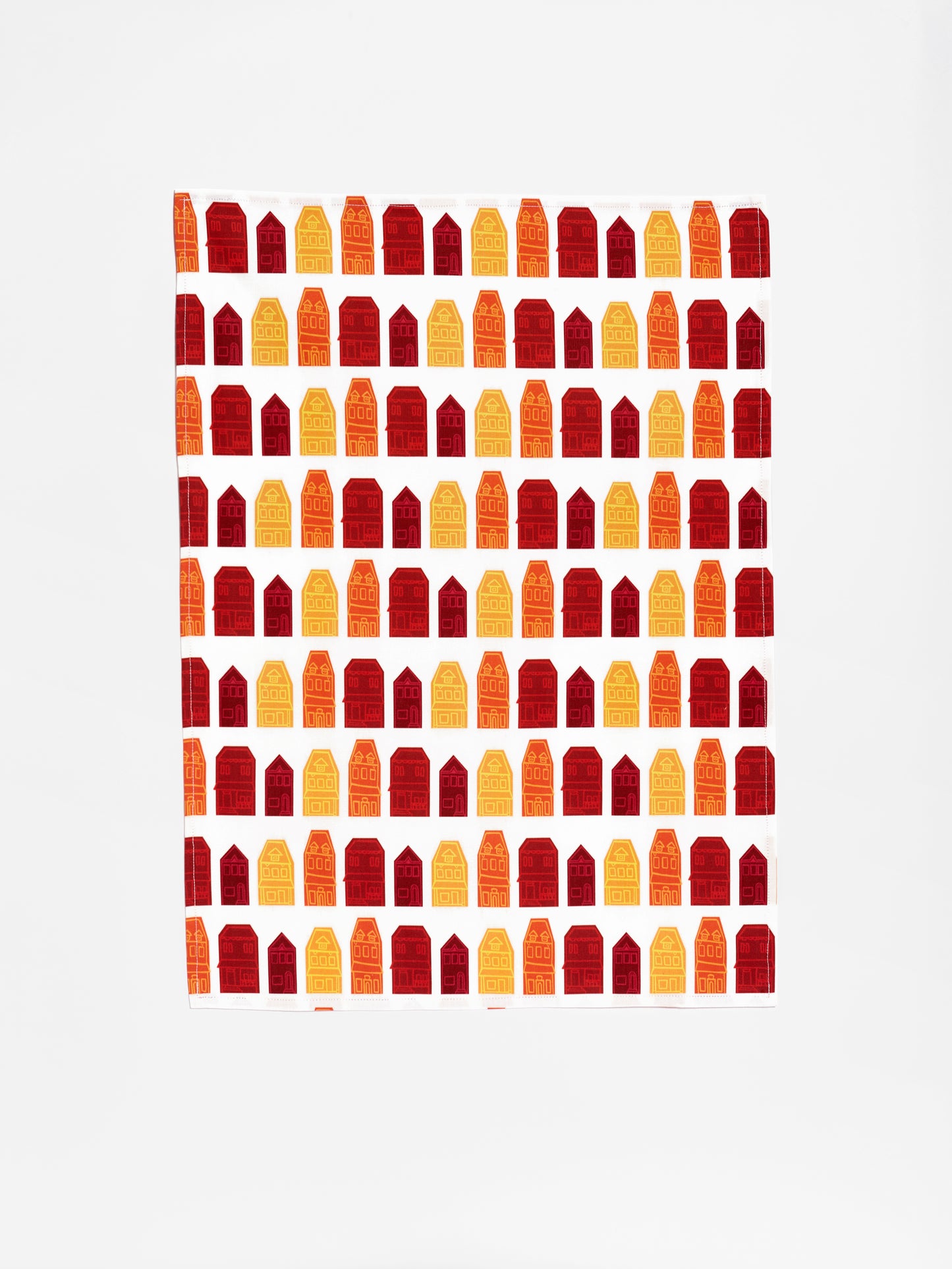 Row Houses - Red Tea Towel