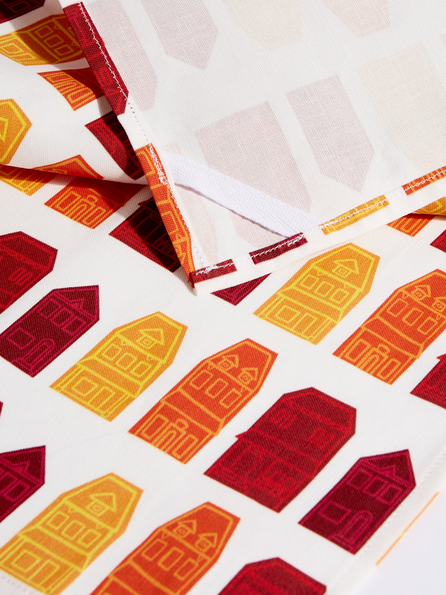Row Houses - Red Tea Towel