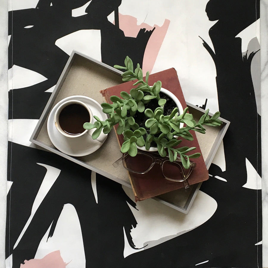 Abstract Series - Black/Grey/Pink Tea Towel