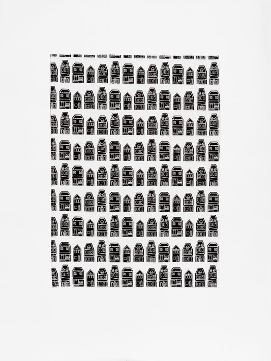 Row Houses - Black Tea Towel