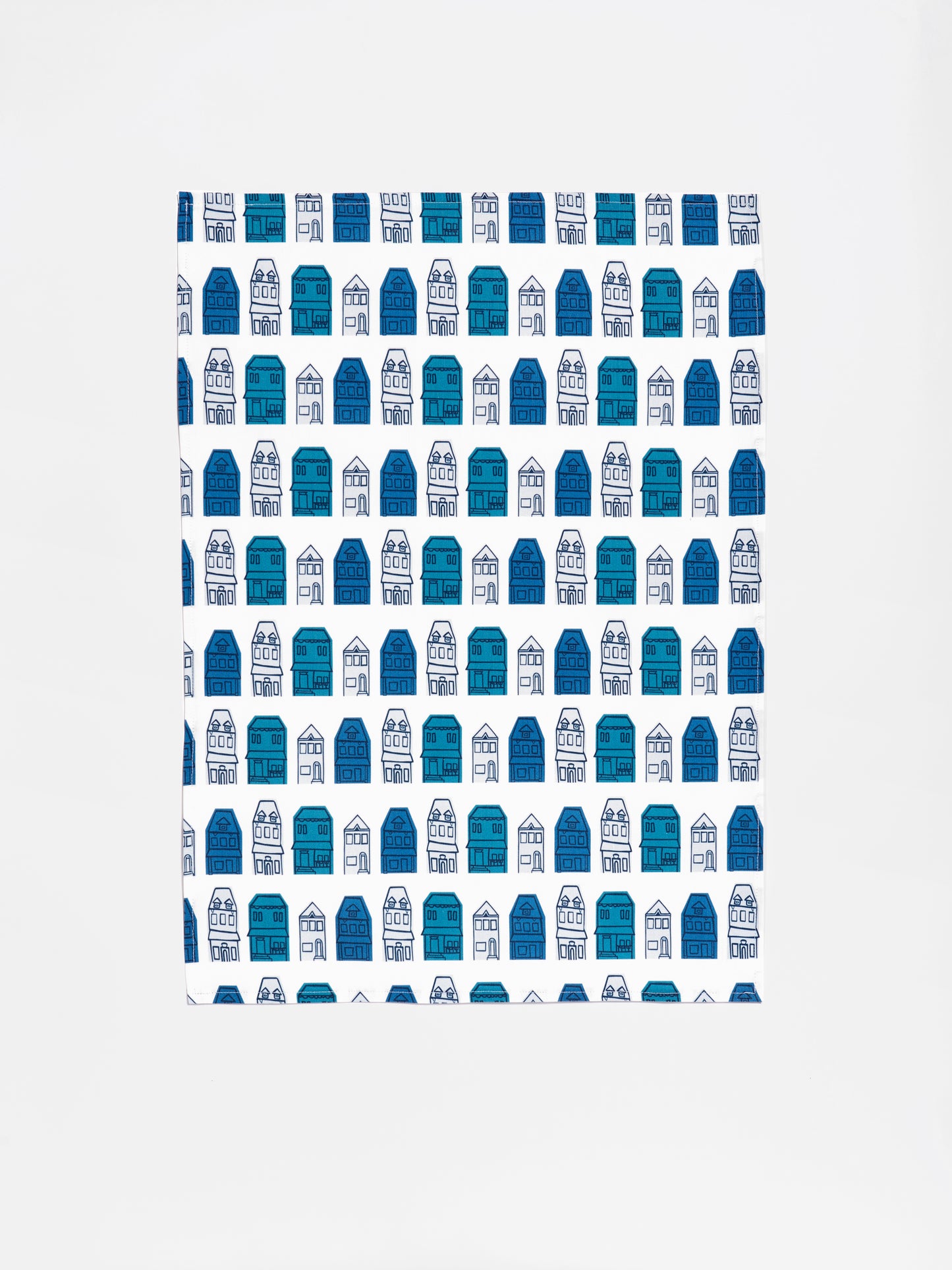 Row Houses - Blue Tea Towel