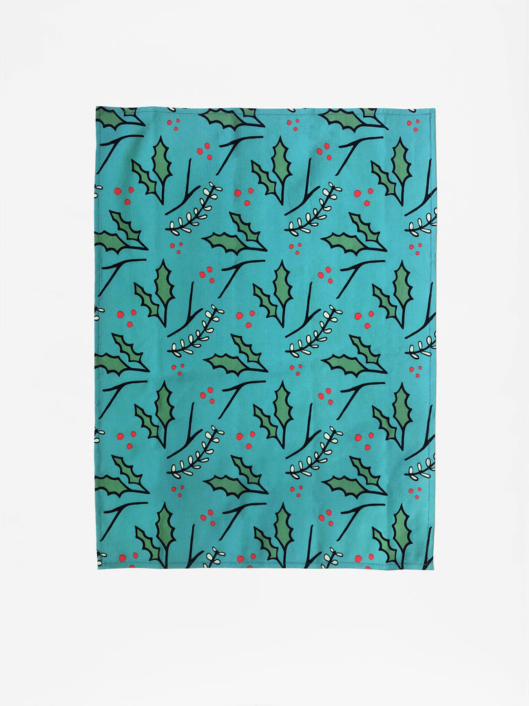 Holly + Berry + Branch Tea Towel